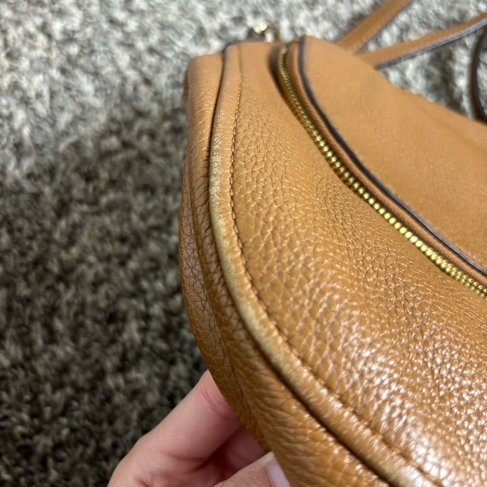 Michael Kors Bedford Brown Pebbled Leather Tassel Zipper Foldover Crossbody Bag - Picture 4 of 16